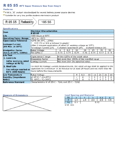 Wincap [radial thru-hole] R85S5 Series  . Electronic Components Datasheets Passive components capacitors Wincap Wincap [radial thru-hole] R85S5 Series.pdf