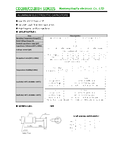 TF [Nantong Hua Yu] TF Hua-Yu [radial thru-hole] CD288 Series  . Electronic Components Datasheets Passive components capacitors TF [Nantong Hua Yu] TF Hua-Yu [radial thru-hole] CD288 Series.pdf