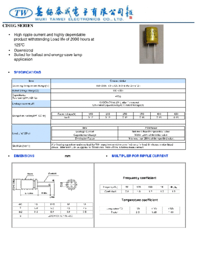 TW [Wuxi Taiwei] TW [radial thru-hole] CD11G Series  . Electronic Components Datasheets Passive components capacitors TW [Wuxi Taiwei] TW [radial thru-hole] CD11G Series.pdf