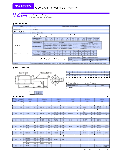 Taicon [radial thru-hole] VZ Series  . Electronic Components Datasheets Passive components capacitors Taicon Taicon [radial thru-hole] VZ Series.pdf