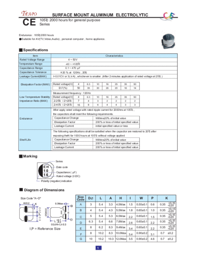 Teapo Teapo [smd] CE Series  . Electronic Components Datasheets Passive components capacitors Teapo Teapo [smd] CE Series.pdf