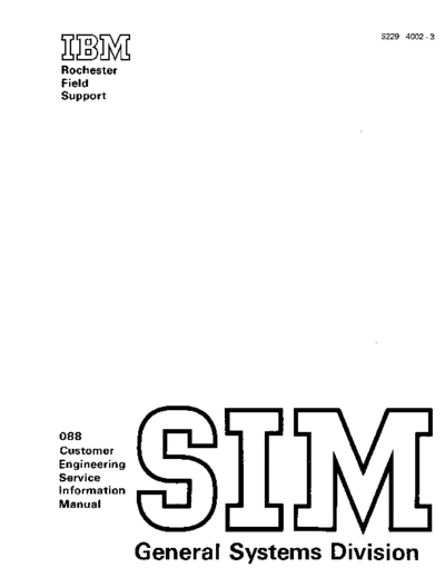 IBM S229-4002-3 88 Customer Engineer Service Information Manual May75 IBM punchedCard Collator 088 S229-4002-3_88_Customer_Engineer_Service_Information_Manual_May75.pdf