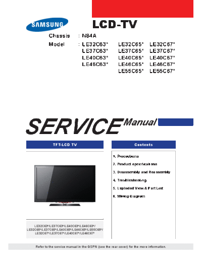 Service manual : Samsung Cover Cover.pdf, Samsung LCD TV LE32C650L1W ...