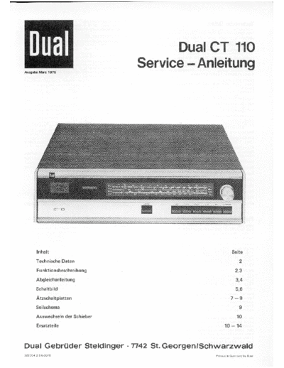 DUAL hfe dual ct 110 service de  . Rare and Ancient Equipment DUAL Audio CT 110 hfe_dual_ct_110_service_de.pdf