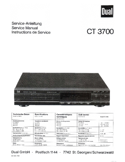 DUAL hfe dual ct 3700 service  . Rare and Ancient Equipment DUAL Audio CT 3700 hfe_dual_ct_3700_service.pdf