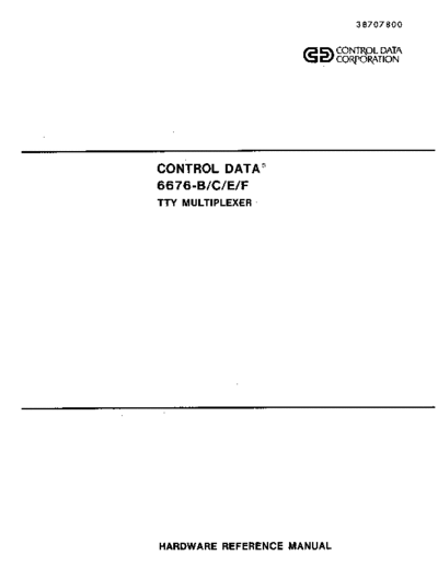 cdc 38707800J 6676-B TTY Multiplexer Feb77  . Rare and Ancient Equipment cdc cyber peripheralCtlr 38707800J_6676-B_TTY_Multiplexer_Feb77.pdf