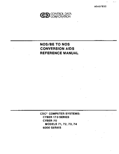 cdc 60457830A NOS BE to NOS Conversion Aids Reference Apr80 . Rare and Ancient Equipment cdc cyber nos 60457830A_NOS_BE_to_NOS_Conversion_Aids_Reference_Apr80.pdf