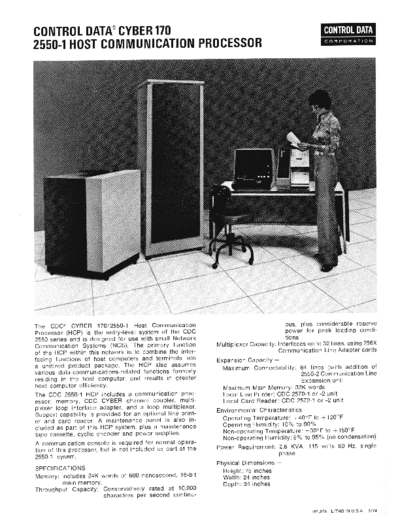 cdc 2550-1 Mar74  . Rare and Ancient Equipment cdc cyber brochures 2550-1_Mar74.pdf
