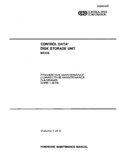 cdc 83308100B BR308 Disk Storage Unit Hardware Maintenance Vol 1 Sep75 . Rare and Ancient Equipment cdc discs BR308 83308100B_BR308_Disk_Storage_Unit_Hardware_Maintenance_Vol_1_Sep75.pdf