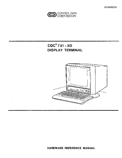 . Rare and Ancient Equipment 62940020D 721-X0 Hardware Reference Jan83 . Rare and Ancient Equipment cdc terminal 721 62940020D_721-X0_Hardware_Reference_Jan83.pdf