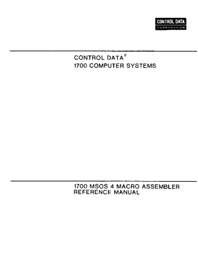 cdc 60361900B MSOS 4 Assembler Mar74  . Rare and Ancient Equipment cdc 1700 msos 60361900B_MSOS_4_Assembler_Mar74.pdf