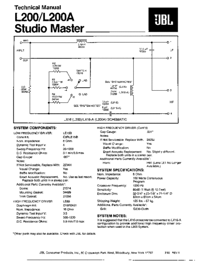 JBL hfe   l200 200a technical manual en  JBL Audio L200 hfe_jbl_l200_200a_technical_manual_en.pdf