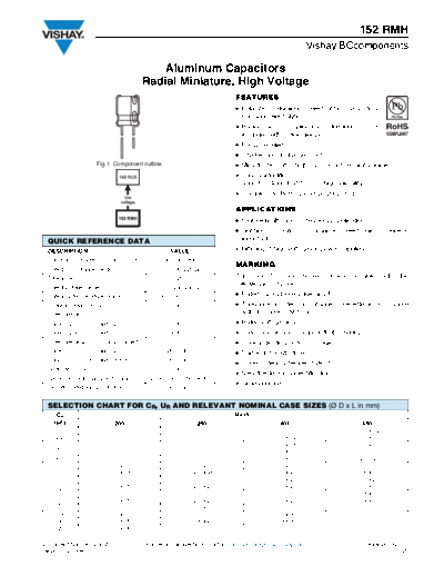 RADIAL Vishay [  thru-hole] 152 RMH Series  . Electronic Components Datasheets Passive components capacitors Vishay RADIAL Vishay [radial thru-hole] 152 RMH Series.pdf