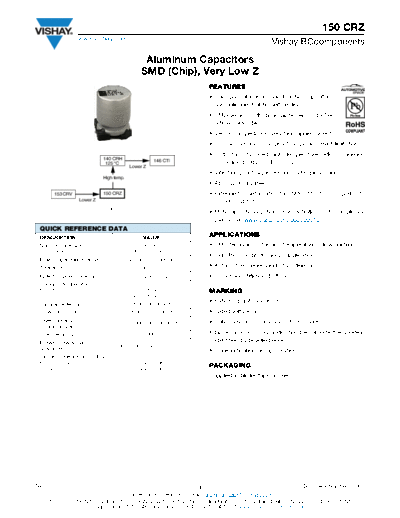 SMD Vishay [ ] 150 CRZ  . Electronic Components Datasheets Passive components capacitors Vishay SMD Vishay [smd] 150 CRZ.pdf