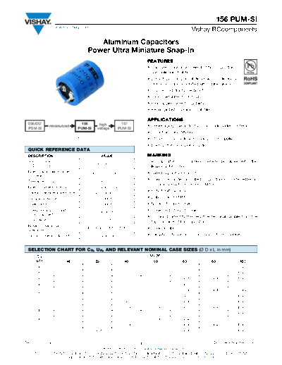 Snap-in Vishay [ ] 156 PUM-SI  . Electronic Components Datasheets Passive components capacitors Vishay Snap-in Vishay [snap-in] 156 PUM-SI.pdf