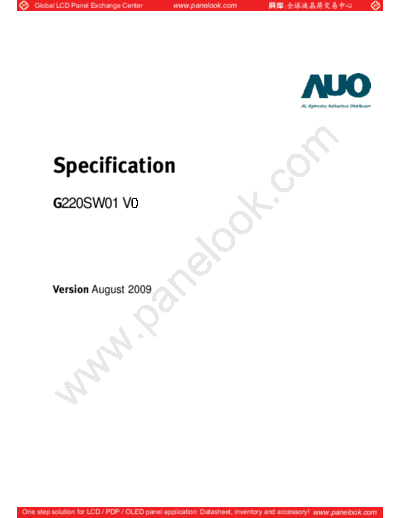 . Various Panel AUO G220SW01 V0 0 [DS]  . Various LCD Panels Panel_AUO_G220SW01_V0_0_[DS].pdf