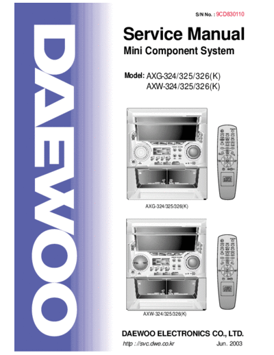 Daewoo AXG-324 AXG-325 AXG-326 AXW-324 AXW-325 AXW-326 Full Daewoo Audio AXG-324 AXG-325 AXG-326 DAEWOO_AXG-324_AXG-325_AXG-326_AXW-324_AXW-325_AXW-326_Full.pdf