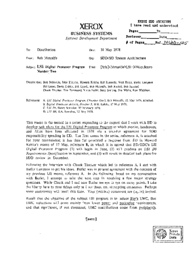 xerox 19780530 LSI Digital Processor Program Number Two  xerox sdd memos_1978 19780530_LSI_Digital_Processor_Program_Number_Two.pdf