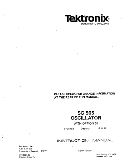 Tektronix TEK SG 505 Instruction  Tektronix TEK SG 505 Instruction.pdf