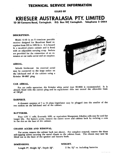 KRIESLER hfe kriesler 41-45 service info en  . Rare and Ancient Equipment KRIESLER Audio 41-45 hfe_kriesler_41-45_service_info_en.pdf