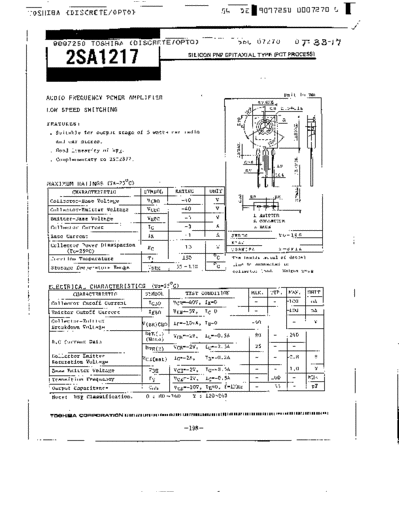 Toshiba 2sa1217  . Electronic Components Datasheets Active components Transistors Toshiba 2sa1217.pdf