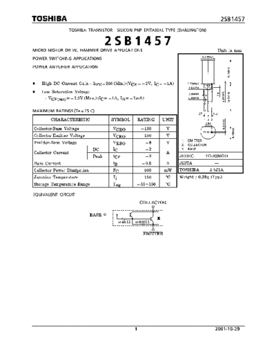 Toshiba 2sb1457  . Electronic Components Datasheets Active components Transistors Toshiba 2sb1457.pdf