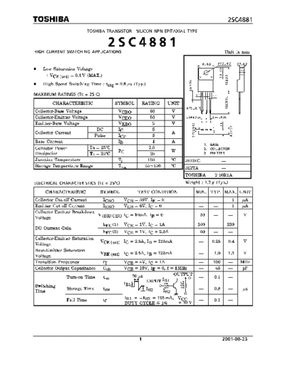 Toshiba 2sc4881  . Electronic Components Datasheets Active components Transistors Toshiba 2sc4881.pdf