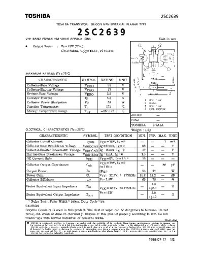 Toshiba 2sc2639  . Electronic Components Datasheets Active components Transistors Toshiba 2sc2639.pdf