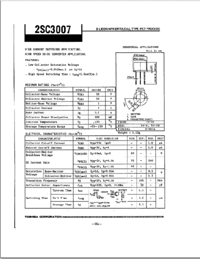 Toshiba 2sc3007  . Electronic Components Datasheets Active components Transistors Toshiba 2sc3007.pdf