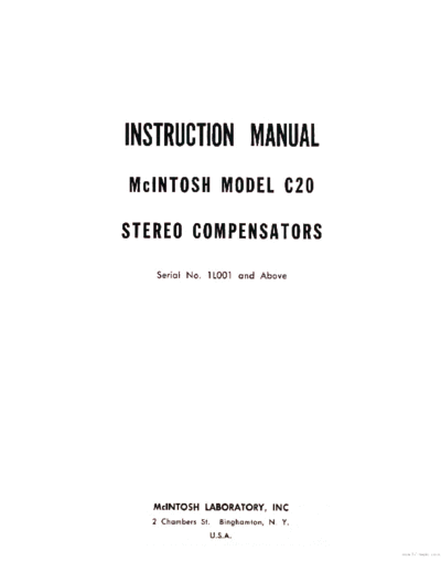 Mc INTOSH hfe mcintosh c20 en alt scan  . Rare and Ancient Equipment Mc INTOSH Audio C20 hfe_mcintosh_c20_en_alt_scan.pdf