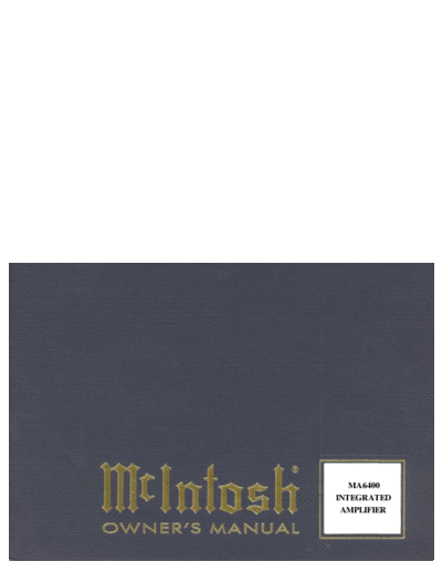Mc INTOSH hfe mcintosh ma6400 en  . Rare and Ancient Equipment Mc INTOSH Audio MA6400 hfe_mcintosh_ma6400_en.pdf