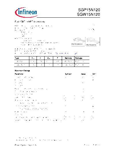 Infineon sgp15n120 sgw15n120 rev2  . Electronic Components Datasheets Active components Transistors Infineon sgp15n120_sgw15n120_rev2.pdf