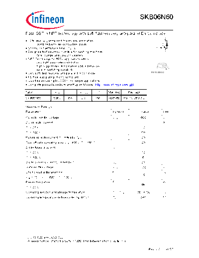 Infineon skb06n60 rev2 2g  . Electronic Components Datasheets Active components Transistors Infineon skb06n60_rev2_2g.pdf