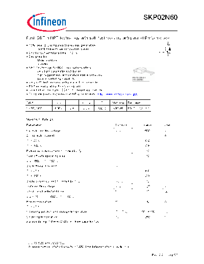 Infineon skp02n60 rev2 2g[1]  . Electronic Components Datasheets Active components Transistors Infineon skp02n60_rev2_2g[1].pdf