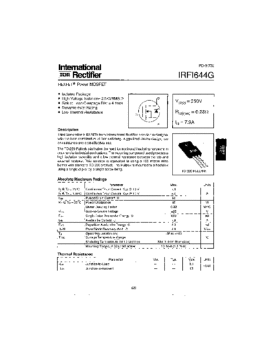 International Rectifier irfi644g  . Electronic Components Datasheets Active components Transistors International Rectifier irfi644g.pdf