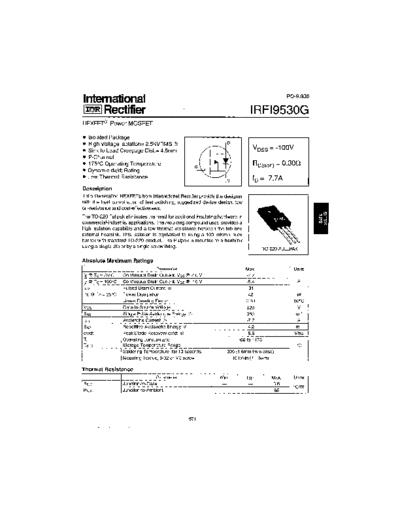 International Rectifier irfi9530g  . Electronic Components Datasheets Active components Transistors International Rectifier irfi9530g.pdf