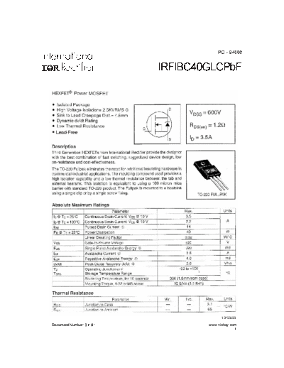 International Rectifier irfibc40glcpbf  . Electronic Components Datasheets Active components Transistors International Rectifier irfibc40glcpbf.pdf