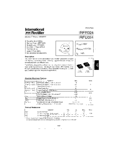 International Rectifier irfr024  . Electronic Components Datasheets Active components Transistors International Rectifier irfr024.pdf