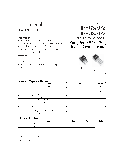 International Rectifier irfr3707z  . Electronic Components Datasheets Active components Transistors International Rectifier irfr3707z.pdf