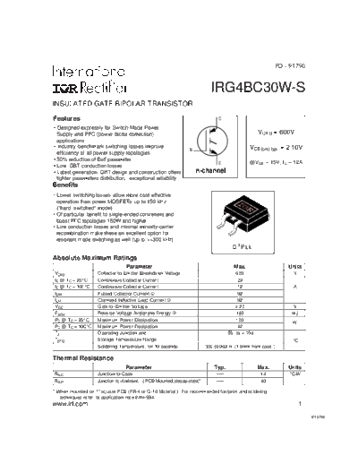 International Rectifier irg4bc30w-s  . Electronic Components Datasheets Active components Transistors International Rectifier irg4bc30w-s.pdf