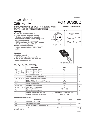 International Rectifier irg4ibc30ud  . Electronic Components Datasheets Active components Transistors International Rectifier irg4ibc30ud.pdf