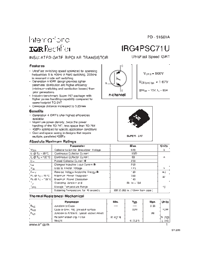 International Rectifier irg4psc71u  . Electronic Components Datasheets Active components Transistors International Rectifier irg4psc71u.pdf