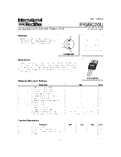 International Rectifier irgbc20u  . Electronic Components Datasheets Active components Transistors International Rectifier irgbc20u.pdf