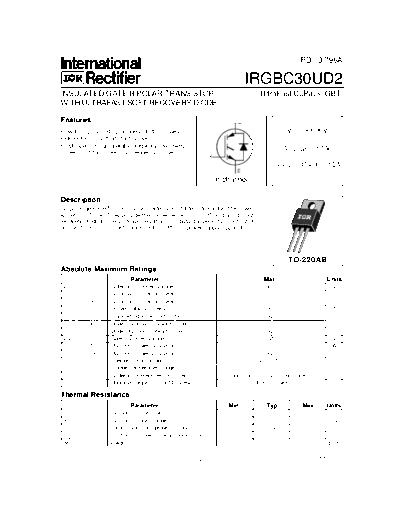 International Rectifier irgbc30ud2  . Electronic Components Datasheets Active components Transistors International Rectifier irgbc30ud2.pdf