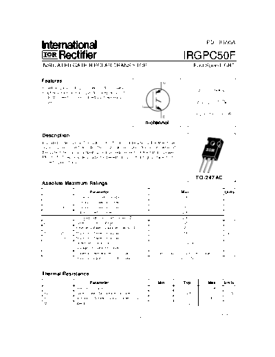 International Rectifier irgpc50f  . Electronic Components Datasheets Active components Transistors International Rectifier irgpc50f.pdf