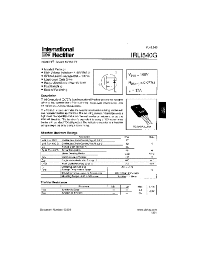 International Rectifier irli540g  . Electronic Components Datasheets Active components Transistors International Rectifier irli540g.pdf