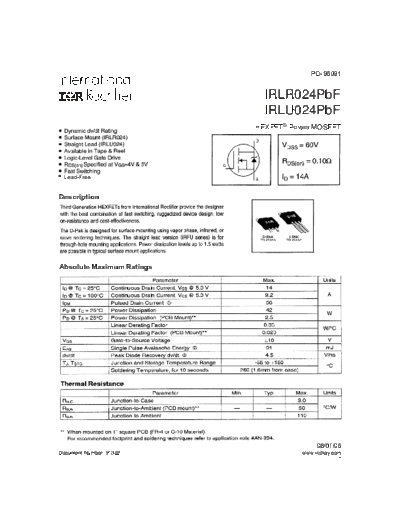International Rectifier irlr024pbf irlu024pbf . Electronic Components Datasheets Active components Transistors International Rectifier irlr024pbf_irlu024pbf.pdf