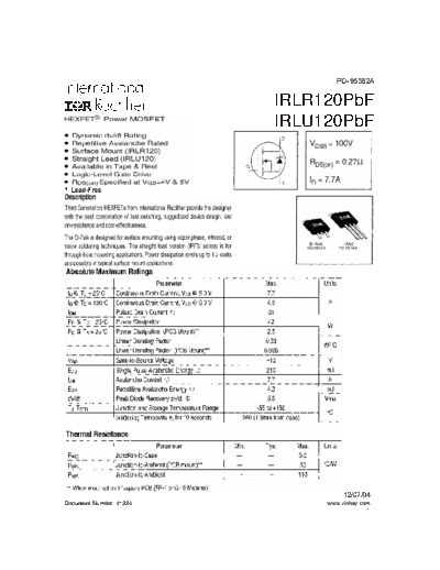 International Rectifier irlr120pbf irlu120pbf  . Electronic Components Datasheets Active components Transistors International Rectifier irlr120pbf_irlu120pbf.pdf