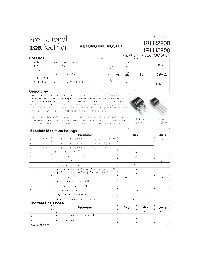 International Rectifier irlr2908  . Electronic Components Datasheets Active components Transistors International Rectifier irlr2908.pdf