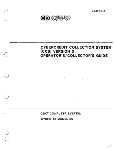 cdc 60475240A Cybercredit Collection System 3 Operators Manual Jun80 . Rare and Ancient Equipment cdc 1700 cyber_18 applications 60475240A_Cybercredit_Collection_System_3_Operators_Manual_Jun80.pdf